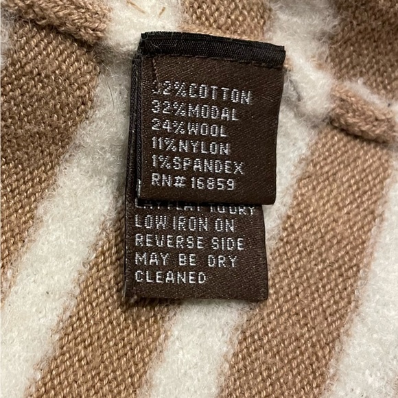 J. McLaughlin Sweater Stripes Cotton Wool Blend Size Medium - Picture 5 of 6